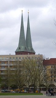 Foto der T&uuml;rme der Nikolaikirche in Berlin