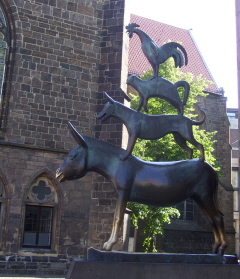 Foto der Bremer Stadtmusikanten am Rathaus in Bremen