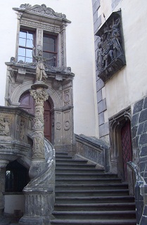 Foto der historischen Rathaustreppe am Rathaus in Görlitz