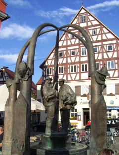 Foto vom Marktbrunnen in Nördlingen