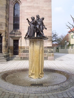 Foto vom Brunnen im Rathaushof in Roth
