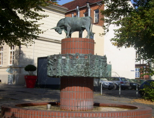 Foto vom Schlachtermarktbrunnen in Schwerin