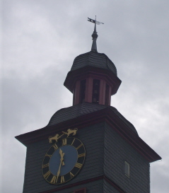 Foto vom Glockenturm am Rathaus in Heppenheim