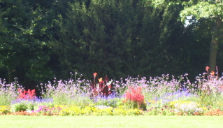 Foto einer Blumenrabatte im Park vom Schloss Weinheim