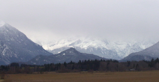 Foto der verschneiten 3000er bei Murnau