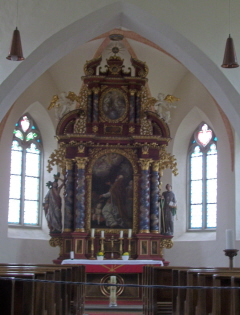 Foto vom Altar der Wolfgangskirche in Leutkirch-St. Wolfgang