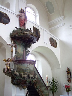 Foto der Kanzel in St. Simon und Judas in Uttenweiler