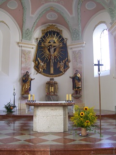 Foto vom Altar in St. Pankratius in Reit im Winkel