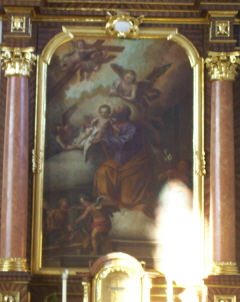 Foto vom Gemälde am rechten Seitenaltar in St. Jakobus in Greding