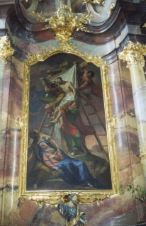 Foto vom Gemälde am Kreuzaltar in St. Peter und Erasmus in Geiselhöring