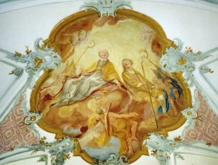Foto vom Fresko über dem linken Seitenaltar in Mariä Himmelfahrt in Hadersbach