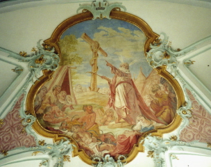Foto vom Fresko über dem rechten Seitenaltar in Mariä Himmelfahrt in Hadersbach