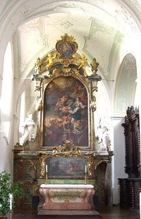Foto vom Altar im linken Seitenschiff in St. Georg in Ochsenhausen