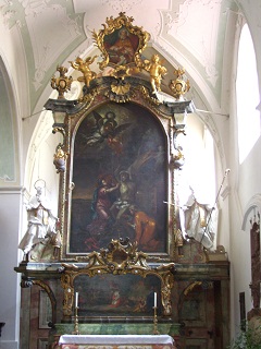 Foto vom Altar im rechten Seitenschiff in St. Georg in Ochsenhausen