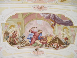 Foto vom mittleren Fresko in der Vorhalle in St. Georg in Ochsenhausen