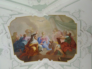 Foto vom zweiten Fresko im rechten Seitenschiff in St. Georg in Ochsenhausen