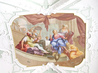 Foto vom vierten Fresko im rechten Seitenschiff in St. Georg in Ochsenhausen