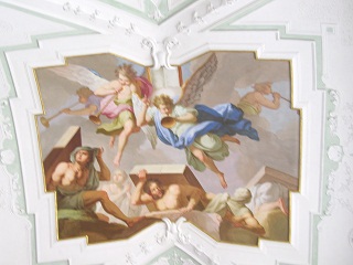 Foto vom fünften Fresko im rechten Seitenschiff in St. Georg in Ochsenhausen