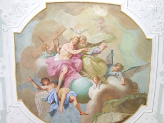 Foto vom linken Fresko in der Vorhalle in St. Georg in Ochsenhausen