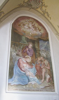 Foto vom Krippenbild im Chorraum in St. Korbinian in Westerholzhausen