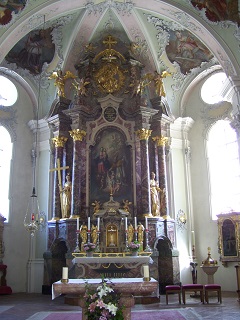Foto vom Altar in St. Wolfgang in Jochberg