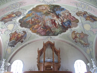 Foto vom Orgelfresko in St. Wolfgang in Jochberg