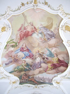 Foto vom Langhausfresko in der Johannes-Nepomuk-Kapelle in Fieberbrunn