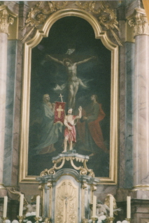 Foto vom Altargemälde in Heilig-Kreuz in Stadtschwarzach
