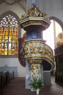 Foto der Kanzel in St. Peter und Paul in Görlitz