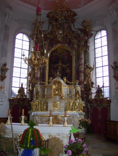 Foto vom Altar in St. Stephan in Rettenberg