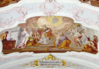 Foto vom Chorbogenfresko in der Stiftskirche St. Josef in Fiecht