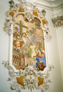 Foto vom Wandbild im zweiten linken Querschiff in der Stiftskirche in Stams