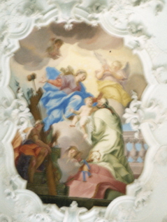 Foto vom Ffresko im dritten linken Querschiff in der Stiftskirche in Stams