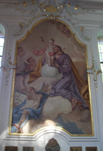 Foto vom Langhauswandbild links in der Schlosskapelle Mentlberg