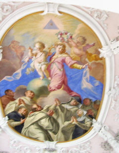 Foto vom Fresko unter der Orgelempore in der Stiftskirche in Stams