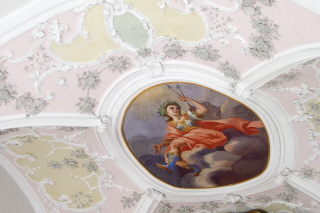 Foto vom Fresko in der Vorhalle der Stiftskirche in Stams