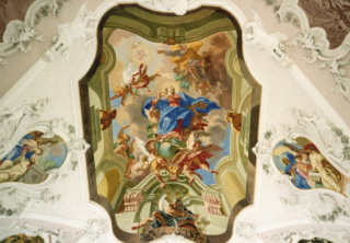 Foto vom Langhausfresko in der Stiftskirche in Stams