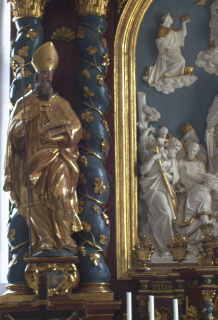 Foto der Ulrichsfigur in St. Vitus in Mauerstetten