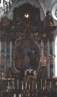 Foto vom Altar in St. Cosmas und Damian in Kaufbeuren