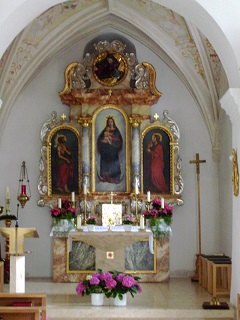 Foto vom Altar in St. Johannes Baptist und Johannes Evangelist in Weltenburg
