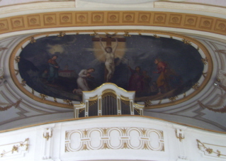 Foto vom Orgelfresko in Heilig-Kreuz in Breitenthal