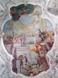 Foto vom Langhausfresko im linken Kirchenschiff in St. Virgil in Rattenberg
