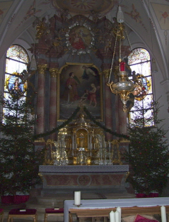 Foto vom Altar in St. Stephan in Kissing