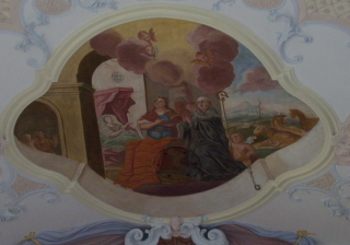 Foto vom Fresko am Chorbogen in St. Laurentius in Agawang