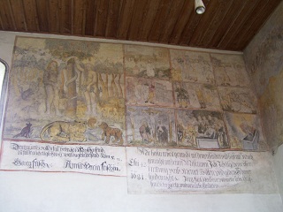 Foto vom linken Fresko in St. Marien in Bühl am Ries
