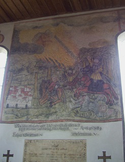Foto vom rechten Fresko in St. Marien in Bühl am Ries