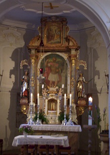 Foto vom Altar in St. Quirin in Staudheim