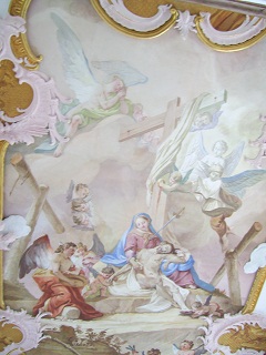 Foto vom Fresko in der Kapelle Zur Schmerzhaften Muttergottes in Druisheim