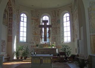 Foto vom Altarraum in St. Gallus in Gestratz