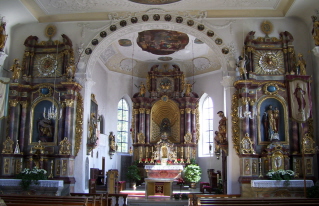 Foto vom Altarraum der Wallfahrtskirche Maria-Thann